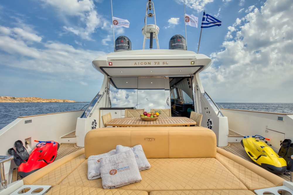 Aicon 72 Hardtop "Majestic" Yacht Charter in Mykonos | Mykonos Yachting