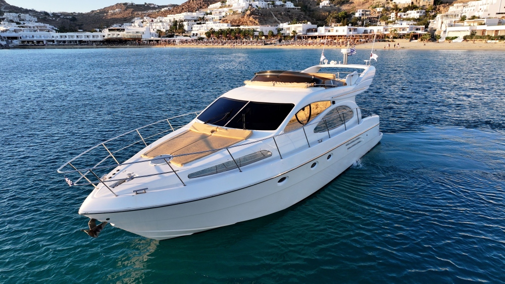 Luxury Azimut 46 Flybridge Yacht Charter in Mykonos – Mykonos Yachting Company