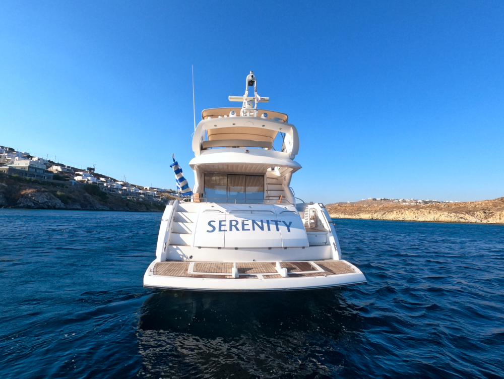 60 Flybridge "Serenity" Charter in Mykonos | Mykonos Yachting